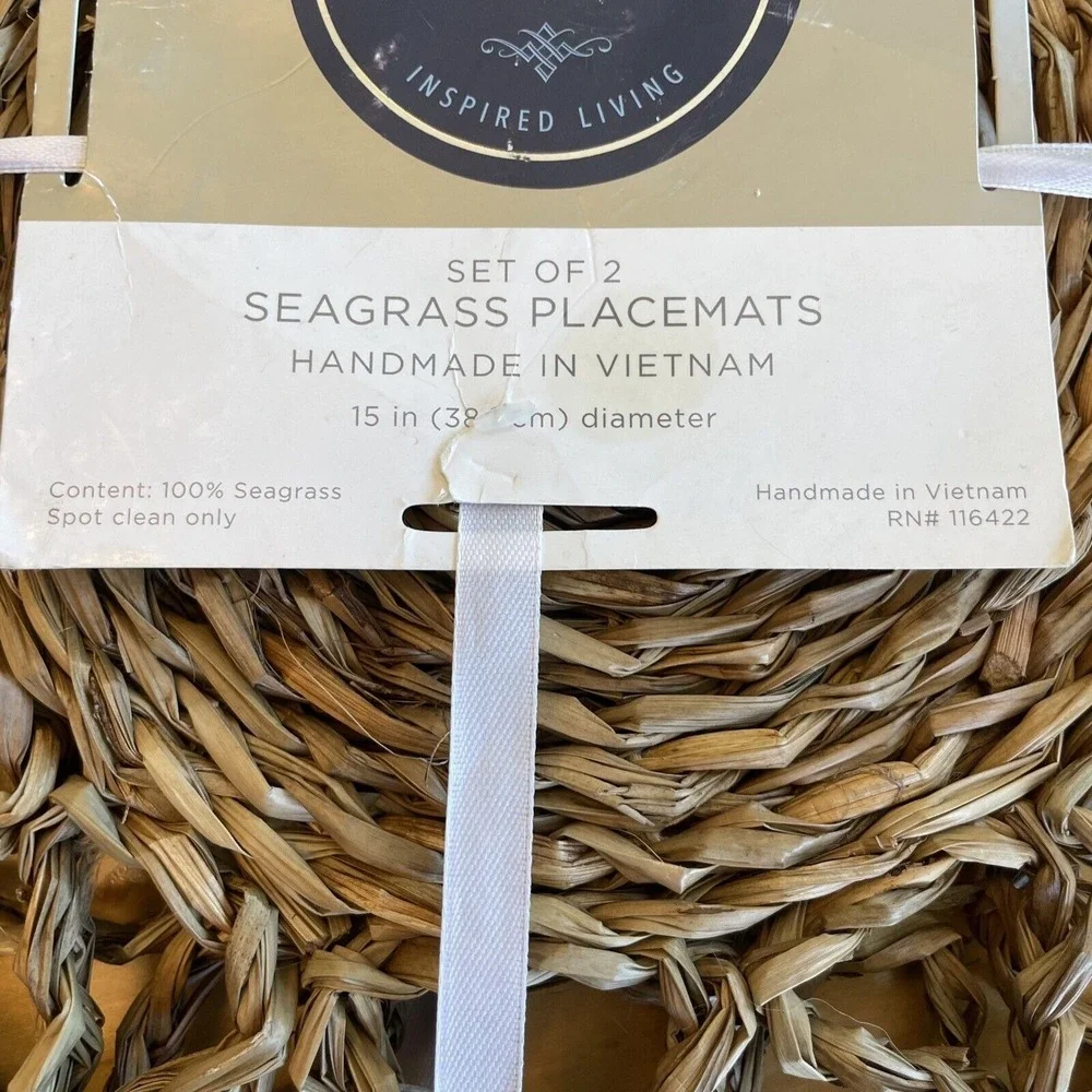 Style Sanctuary 15 Inch Woven 100% Seagrass (2)‎  Placemats Charger Kitchen